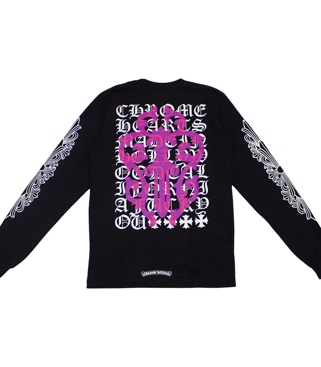 CH Eye Chart Pink Dagger Long Sleeve T Shirt Chrome Heart Eye Chart Pink Dagger Long Sleeve T Shirt