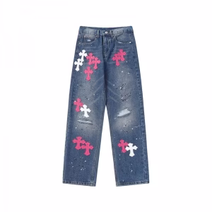 Chrome Hearts Rough Cross Patch Jeans