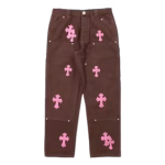 Chrome Style Brown Carpenter Hearts Pants