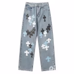 Chrome Style Levis Hearts Cyan Jeans