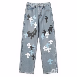 Chrome Style Levis Hearts Cyan Jeans