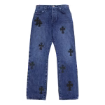 Cross Leather Patches Jeans
