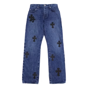 Cross Leather Patches Jeans