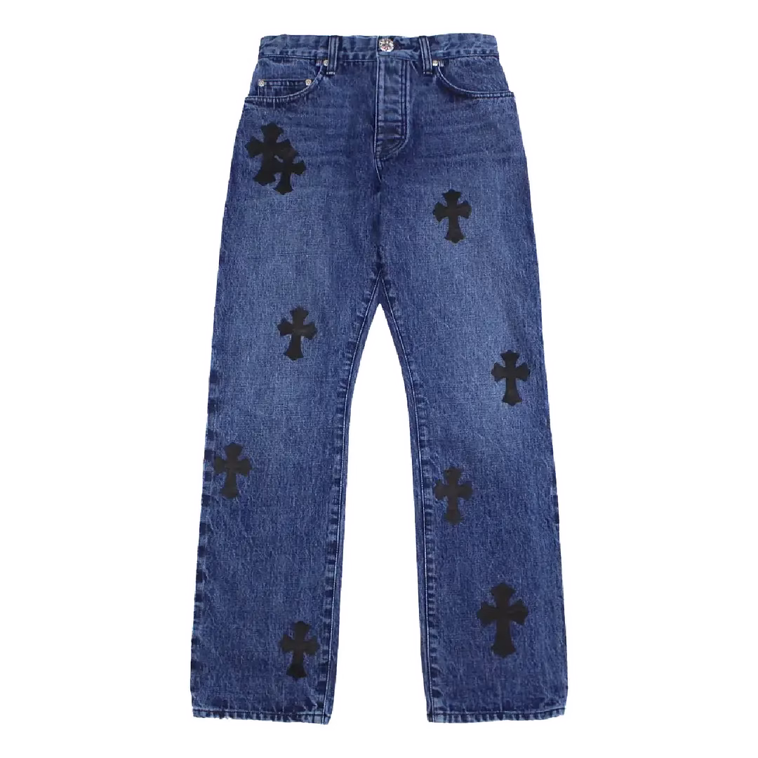 Cross Leather Patches Jeans Cross Leather Patches Jeans