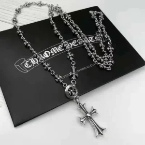 CH Cross and Babyfat Charm With Tiny E CH Plus Chalk Chain