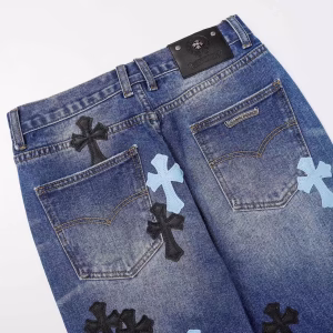 Chrome Hearts Black & Cyan Cross Patch Denim