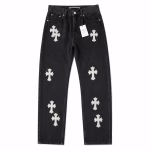 CHROME HEARTS WHITE CROSS PATCH DENIM JEANS