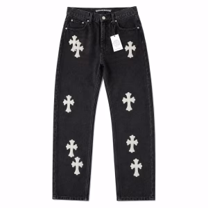 CHROME HEARTS WHITE CROSS PATCH DENIM JEANS