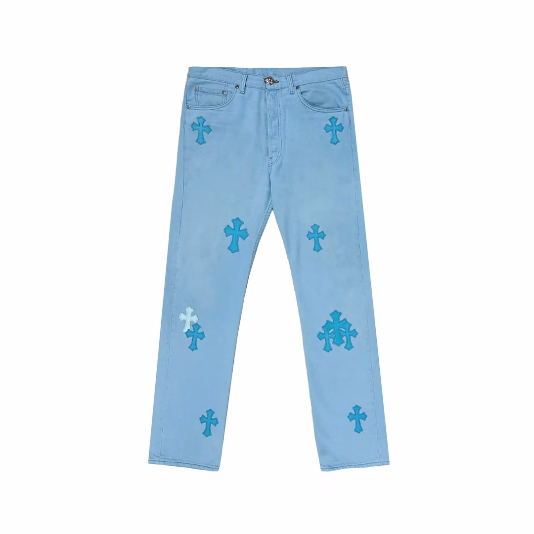 chrome-hearts-drake-blue-leather-cross-patch-jeans-2970377 Chrome Hearts Jeans Drake