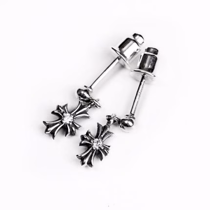 Tiny E CH Plus Drop Earrings With Diamonds Tiny E CH Plus Drop Earrings With Diamonds