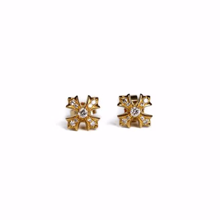 22K Gold CH Plus Stud Earrings With Diamonds 22K Gold CH Plus Stud Earrings With Diamonds