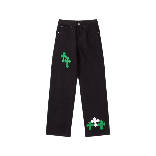 Chrome Hearts Cross Green & White Patch Jeans Chrome Hearts Cross Green & White Patch Jeans