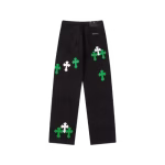 Chrome Hearts Cross Green & White Patch Jeans