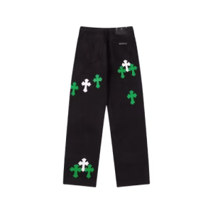 Chrome Hearts Cross Green & White Patch Jeans