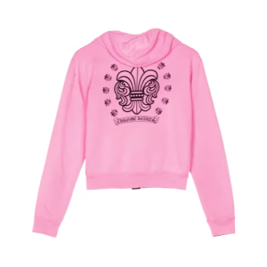 Chrome Hearts Girls Zip Up Pink Hoodie