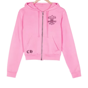 Chrome Hearts Girls Zip Up Pink Hoodie