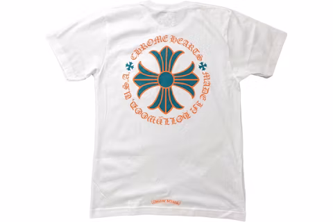 Chrome-Hearts-Miami-Art-Basel-Exclusive-T-shirt-White-Green-Orange Chrome Hearts T Shirts