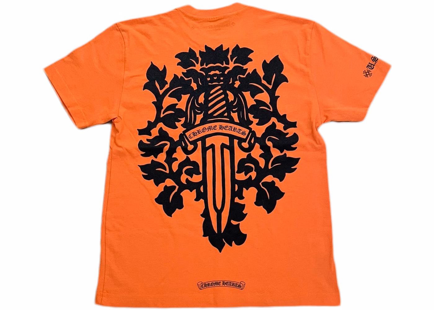 Chrome-Hearts-Vine-Dagger-T-shirt-Orange-Black Chrome Hearts T Shirt