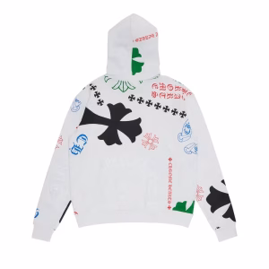 Chrome Hearts Stencil Hoodie in White/Multicolor