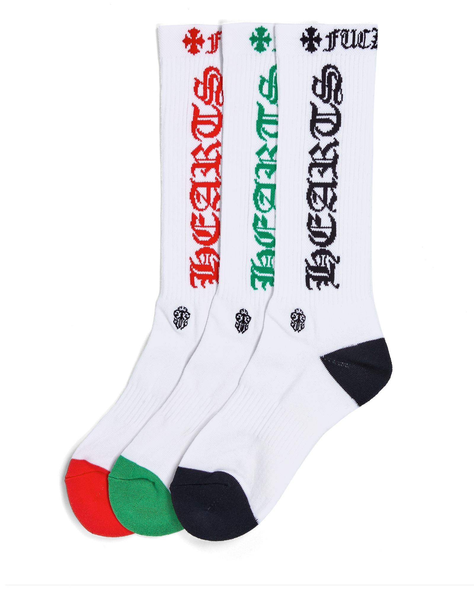 316176354WHTMED434_3_Socks Chrome Hearts Red Green & Black Socks