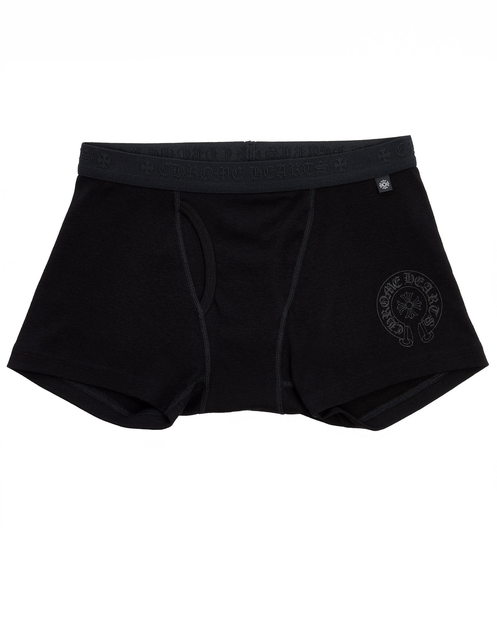 407158552BLKMED125_0865 Chrome Hearts Black Cotton Boxer Brief with Black Tonal design offers sleek comfort, worldwide shipping, special discounts, and authentic Chrome Hearts style.