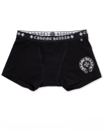 Black Cotton Boxer Brief with Black and White Jacquard