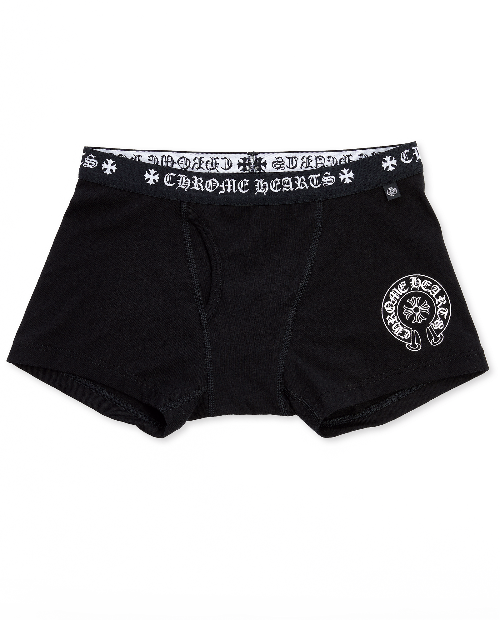 407158552BLKMED152_0881 Black Cotton Boxer Brief with Black and White Jacquard