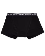 Black Cotton Boxer Brief with Black and White Jacquard