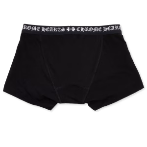 Black Cotton Boxer Brief with Black and White Jacquard