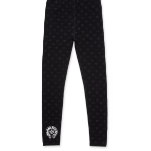 Chrome Hearts Black Cotton Leggings With Gray Multilogo Print