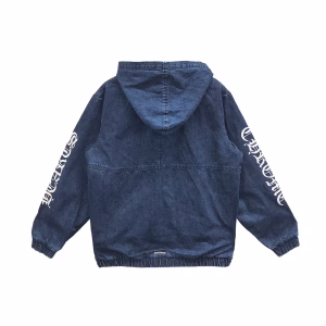 Ruckus Hooded Denim Cross Patch Jacket