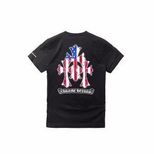 Chrome Hearts USA Flag Triple Cross Logo Short Sleeve Tee