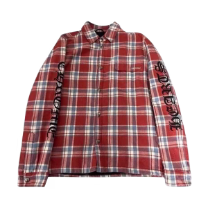 Chrome Hearts Red Lined plaid checkered flannel shirt