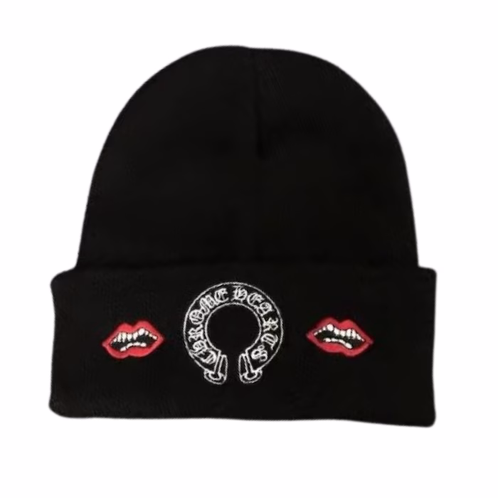 Chrome Hearts Beanie Red Lip Black Chrome Hearts Beanie Red Lip Black