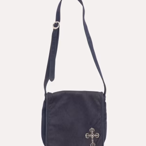 Chrome Hearts Filigree Cross Embellished Leather Messenger Bag