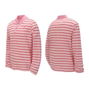 Chrome Hearts Cross Stripe Long Sleeve Polo Shirt Pink