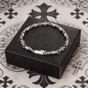 Chrome Hearts Silver Vintage classic Cross Flower chain Bracelet