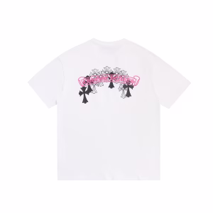 Chrome Hearts White Pink Arch Cross Logo Tee