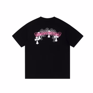 Chrome Hearts Black Pink Arch Cross Logo Tee