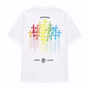Chrome Hearts Rainbow Cross Drip Tee (White)