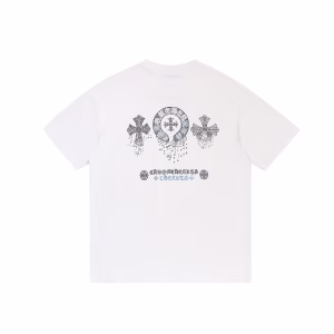 Chrome Hearts White Ice Blue Crystal Cross Tee