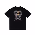 Chrome Hearts Black Gold Floral Cross Logo Tee