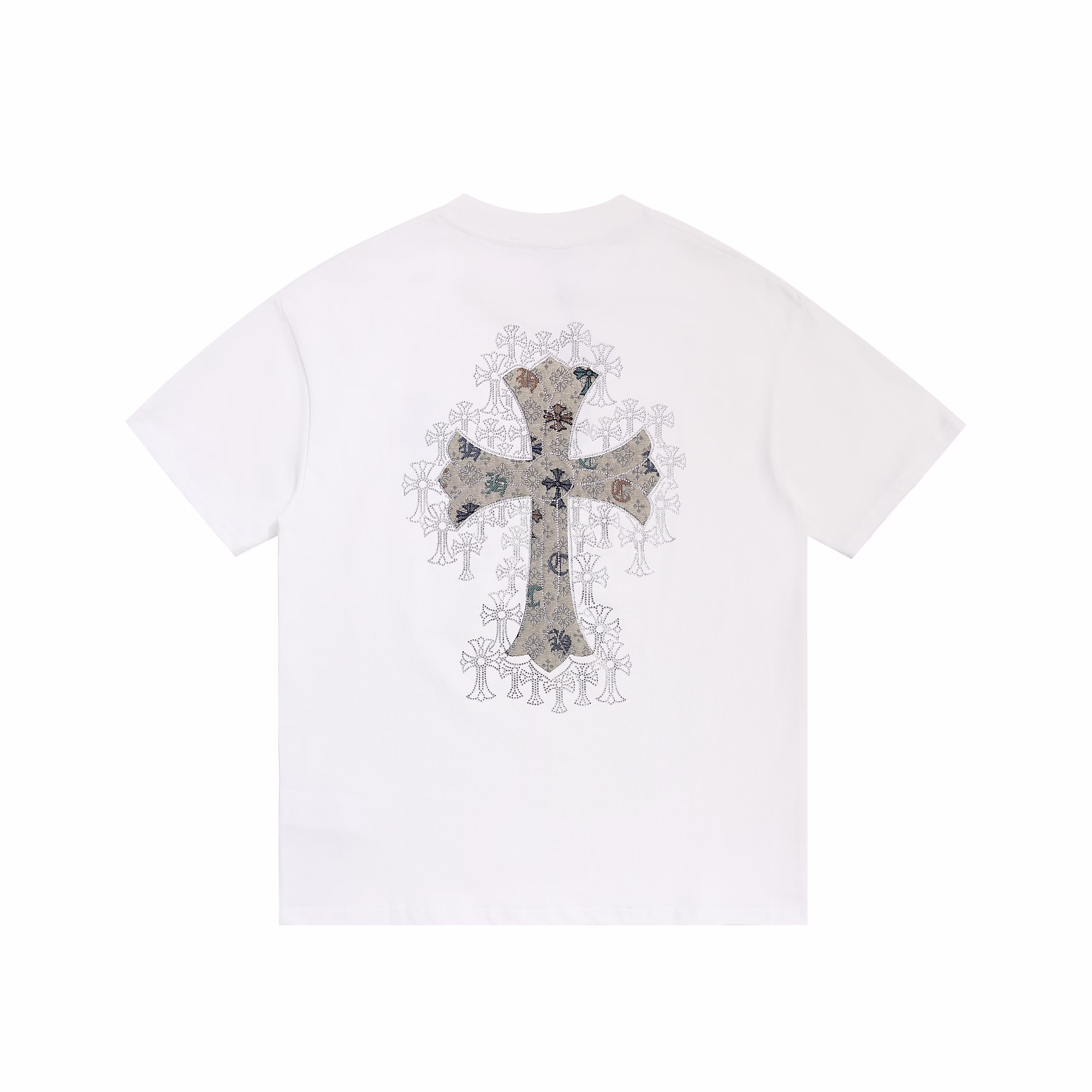 Chrome Hearts White Mosaic Cemetery Cross Tee Chrome Hearts White Mosaic Cemetery Cross Tee