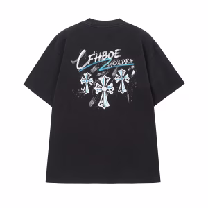 Chrome Hearts Blue Triple Cross Graffiti T-Shirt Black