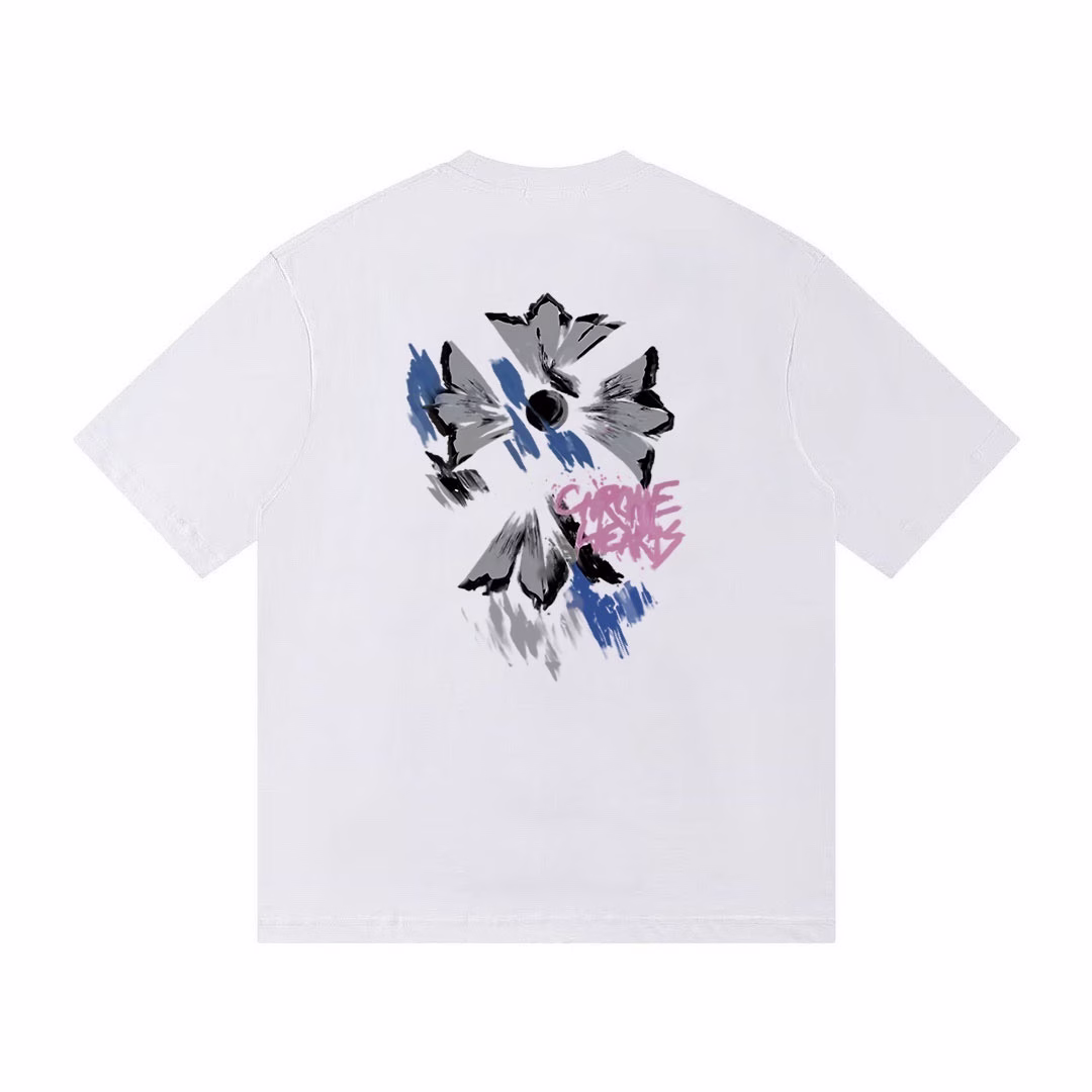 Chrome Hearts Floral Graffiti Cross Tee White Chrome Hearts Floral Graffiti Cross Tee White