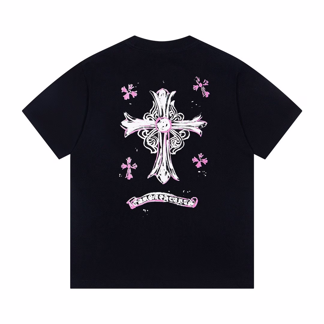 0b720bb0 Chrome Hearts Pink Sketch Cross Tee Black