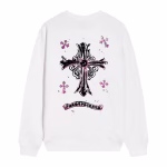 Chrome Hearts Pink Horseshoe Cross Long Sleeve White