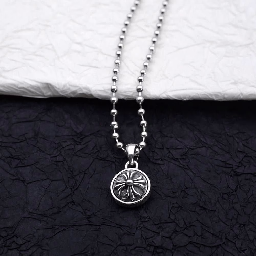 Chrome Hearts Plus Round Silver Necklace Chrome Hearts Plus Round Silver Necklace