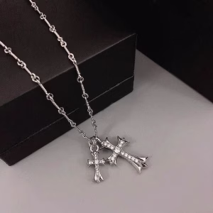 Chrome Hearts Double Cross Crystal Necklace
