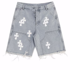 Chrome Hearts White Cross Denim Shorts